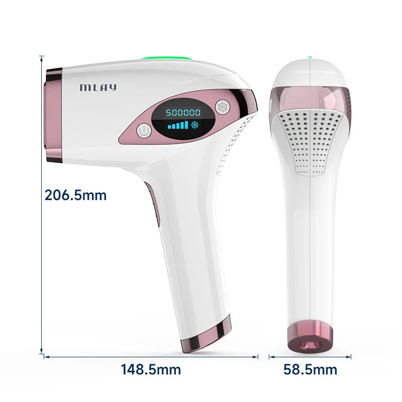 MLAY T4 IPL Laser Handheld Hair Removal Machine Ice Cool Permanent Face Body Bikini Epilator with 500000 Shots for Home Use