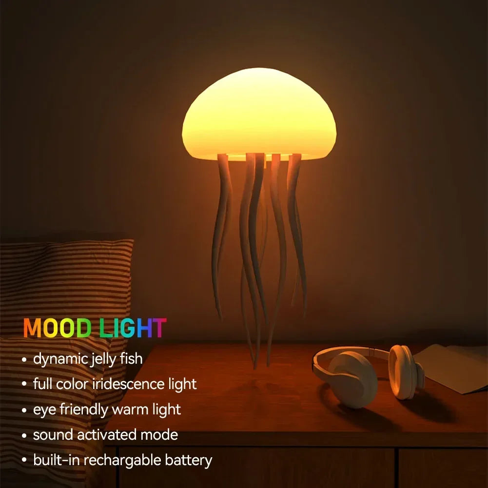 Rechanging Table Night Light Color Changing Atmosphere Light Birthday Christmas Gift Voice Control Dancing Jellyfish Lamp