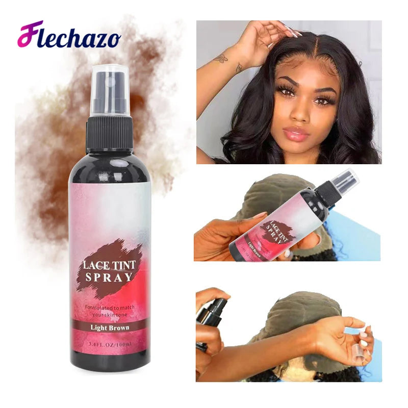 Lace Tint Mousse Waterproof Wig Tint Spray For Toupees Light Brown Wig Knots Healer Quick Dry Wig Grids Concealer No Residue