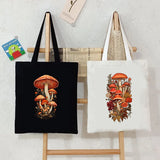 Women Canvas Handbags Vintage Mushrooms Art Female Reuseable Shopping Bag Mushrooms Lovers Fashion Tote Bags Teen Shoulder Bag