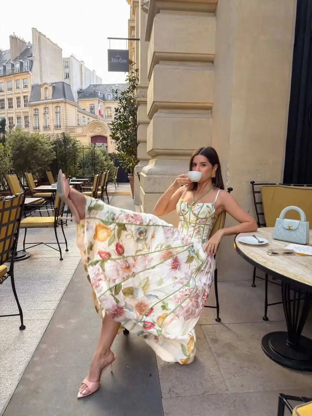 Chic Printed Sleeveless Halter Women's Vestidos Elegant Waist-cinching A-line Maxi Dresses 2026 Summer Lady Vacation Streetwear