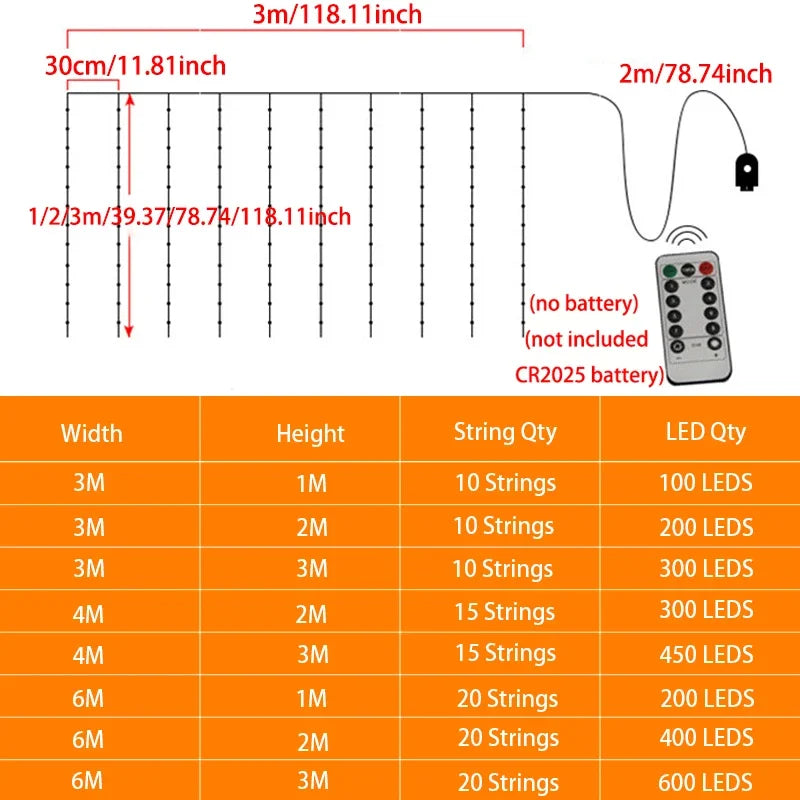 USB Curtain Garland on The Window LED String Lights Fairy Festoon Remote Control Christmas Wedding Decorations for Home Room