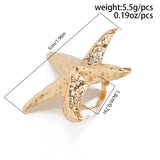 DIEZI Exaggerated Starfish Conch Pearl Rings For Women Men Girls Punk Fashion Beach style Gold Silver Color Knuckle Joint Ring