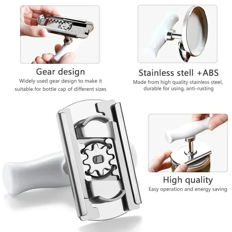 Multi-function Bottle Cap Opener Stainless Steel Adjustable Lids Off Jar Opener Labor-saving Screw Can Opener for Kitchen Gadget