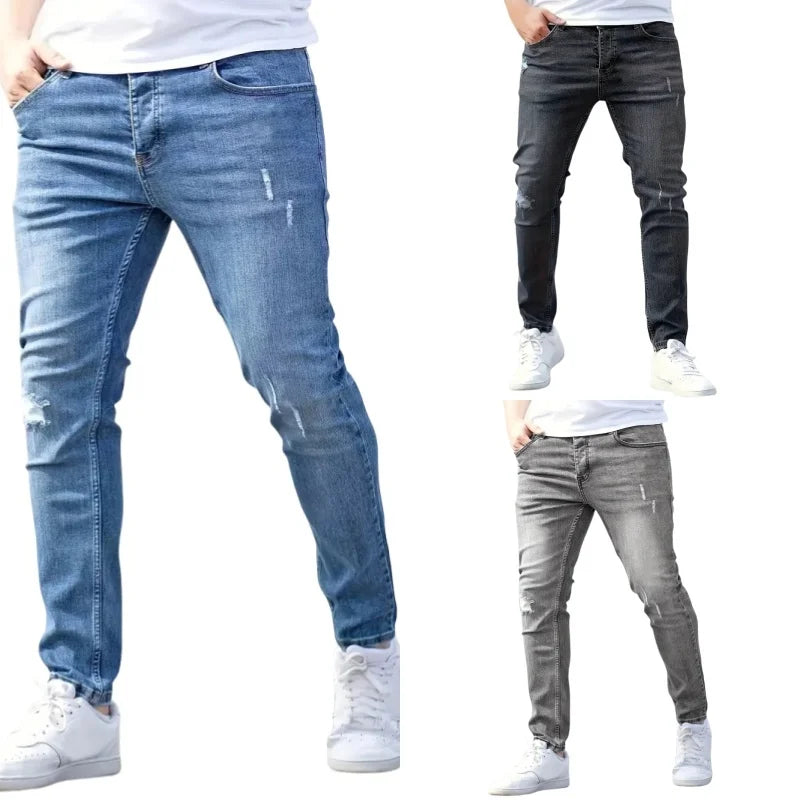 Mens Jeans Casual Skinny Pants Stretch Denim Trousers Male Slim Fit Straight Pants Fashion Jeans Soild Pencil Pants Man Clothing