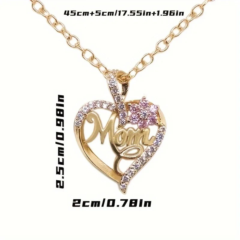 14K Gold-Plated Heart 'MOM' Pendant Necklace - Elegant, Durable Gift to Show Your Love .The Perfect Gift for Your Favorite Mom