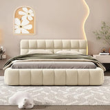 Upholstered Bed Frame, Headboard with Wingback, Linen Low Platform Bed, No Mattress Spring Required, Platform Bed Frame