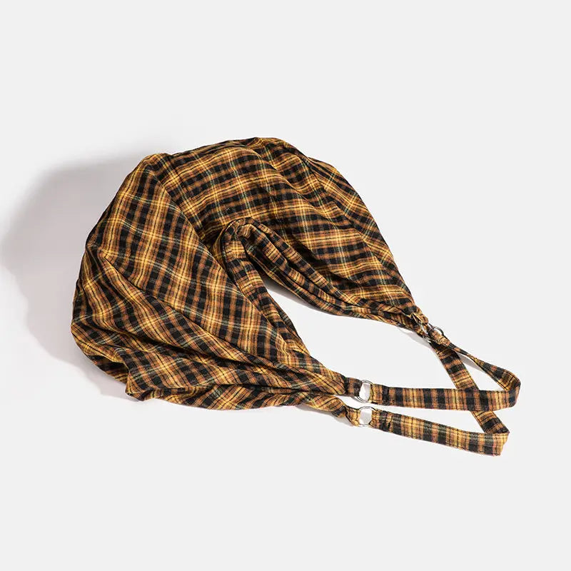 GAINNY Vintage Plaid Canvas Tote Women Large Capacity Korean Fashion Travel Shoulder Bag for Work Shopping Aesthetic Designer