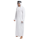 male outfits Arab Middle UAE Robe for Men Long Sleeves Arab Muslim Middle East Crew Neck Maxi-Muslim Dubai Thobe Long Abaya