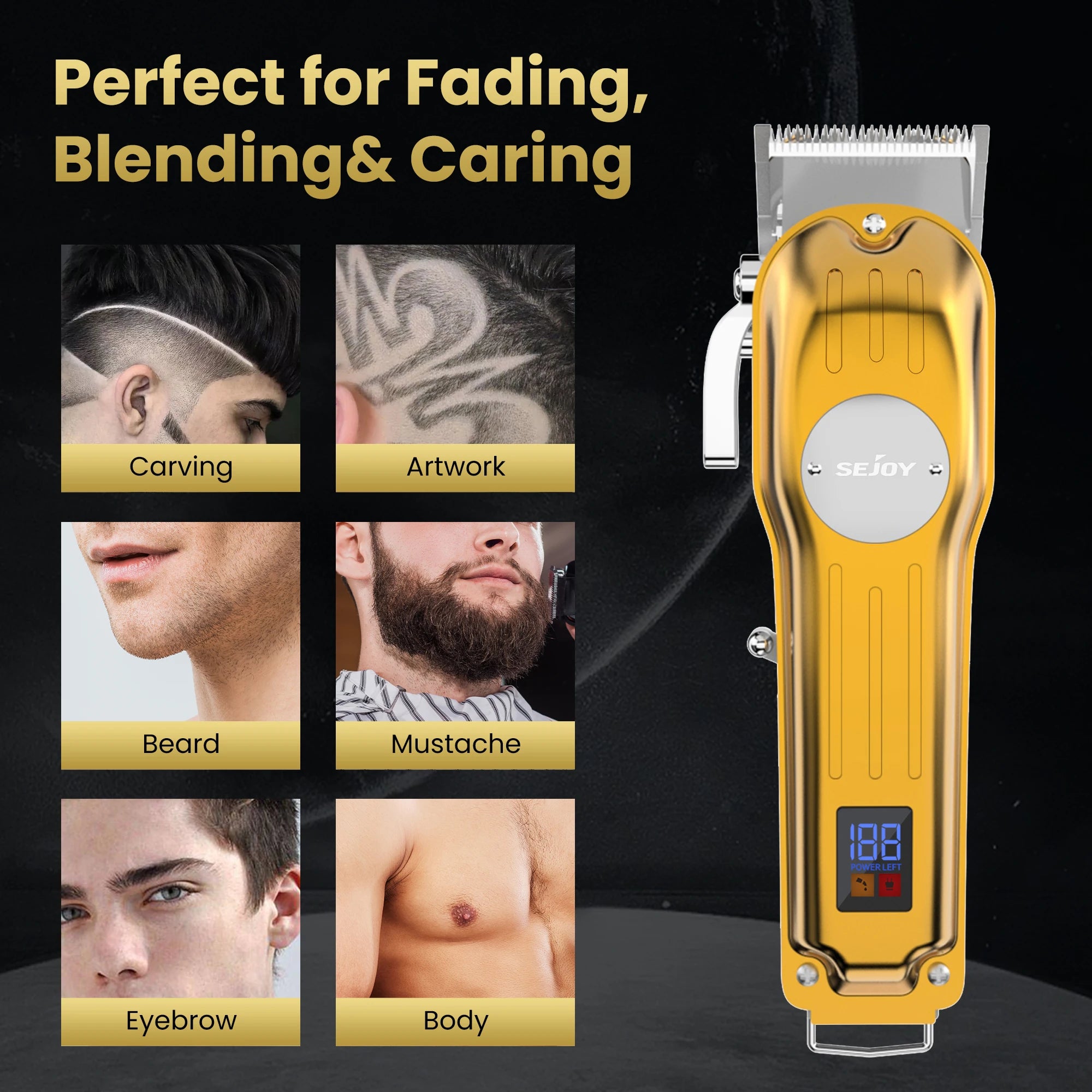 Sejoy Professional Electric Hair Clipper Trimmer Set For Men Rechargeable Cordless Haircut Machine for Barber LFQ-MASTERPRO