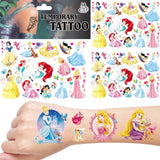 Disney Princess Tattoo Stickers Mermaid Snow White Aurora Princess Cartoon Stickers for Girls Birthday Party Baby Shower Supply