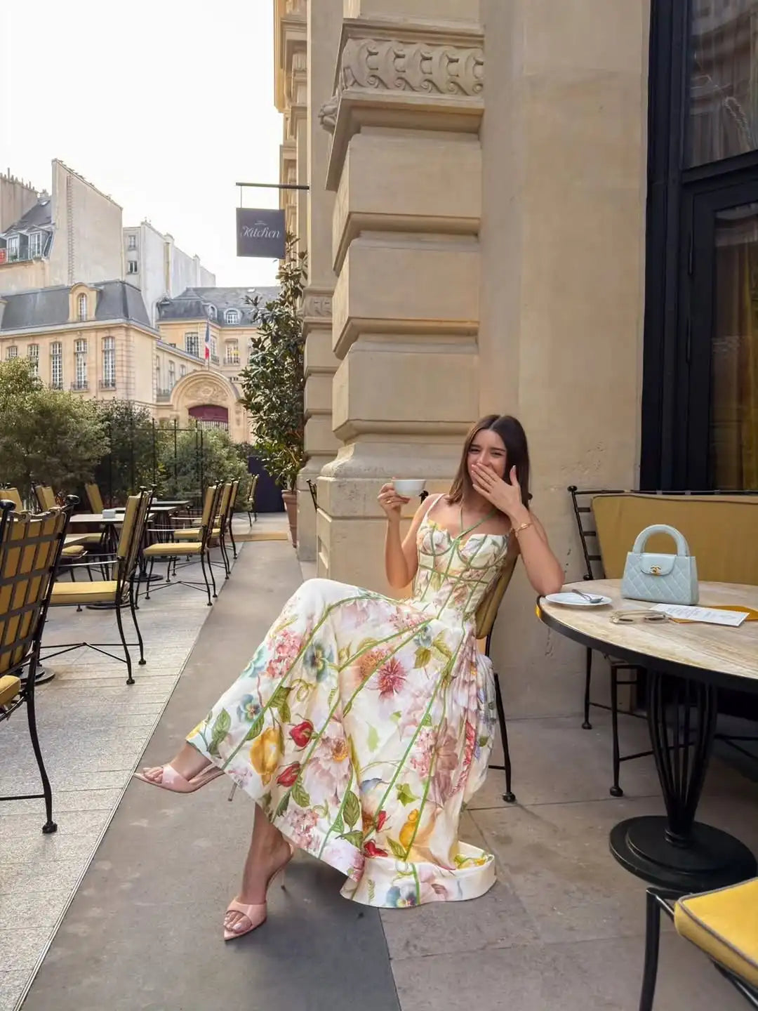 Chic Printed Sleeveless Halter Women's Vestidos Elegant Waist-cinching A-line Maxi Dresses 2026 Summer Lady Vacation Streetwear