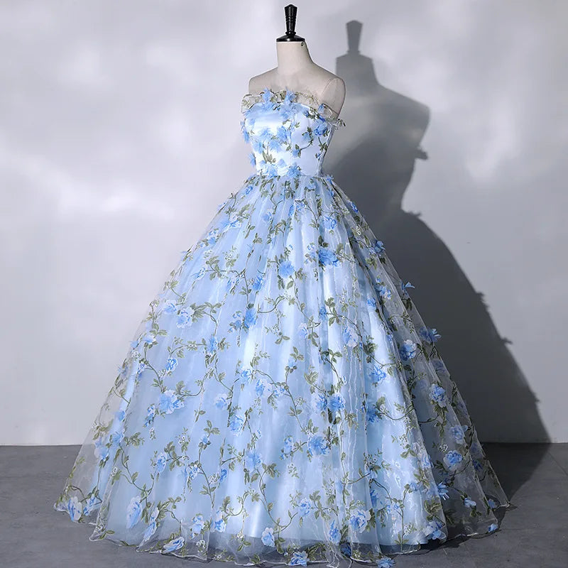 Women Dresses Floral Evening Dresses Ladies French Style Princess Puffy Dress Temperament Light Wedding Gowns for Female New