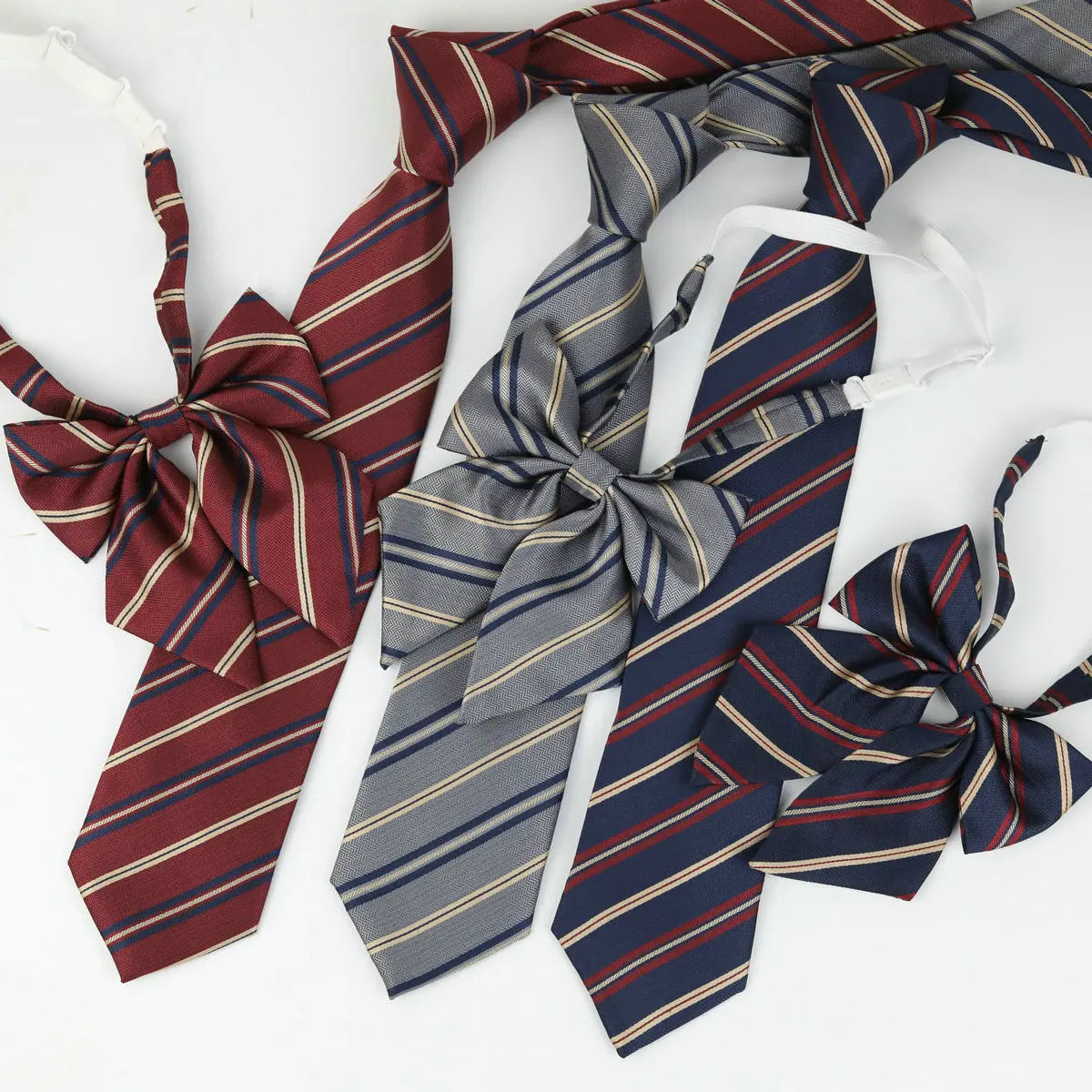 Japanese JK Men Tie Female Clothes Accessories Decorate Student Uniform Bow Tie Hand College Style Red Striped Ties for Girls