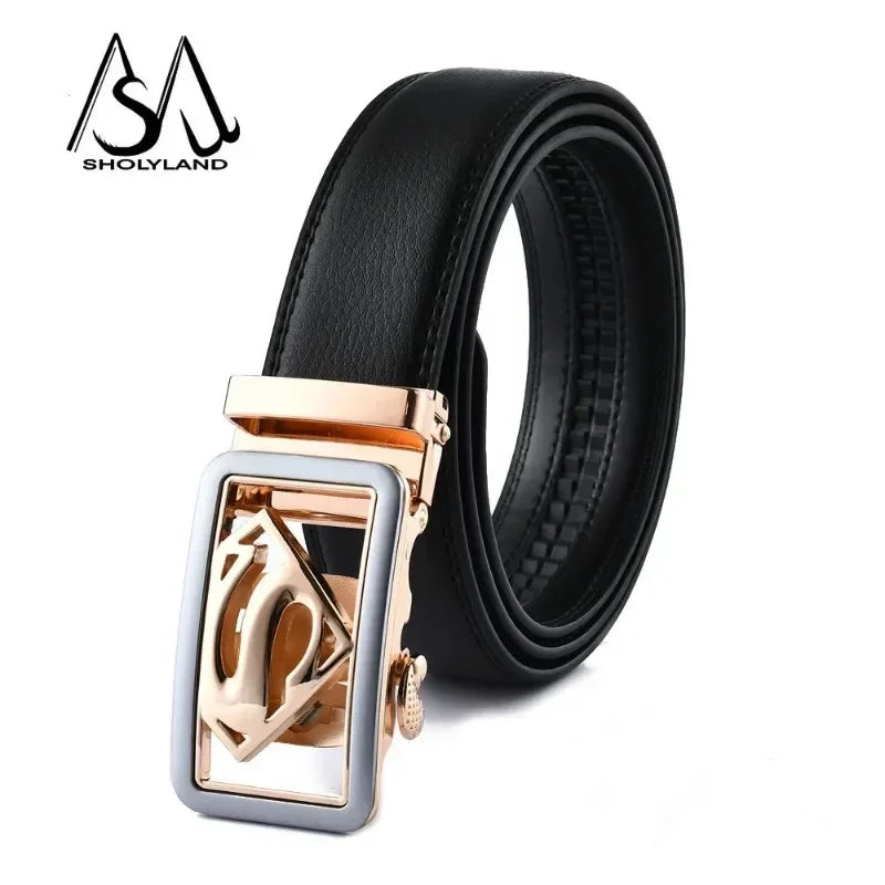 Real Leather Belt Men Designer High Quality Cinturones Hombre Ceinture Homme Cinto Popular Waist Strap Automatic Buckle Blue