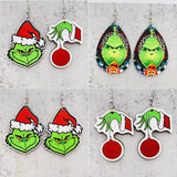 New Christmas Earrings Christmas Hat Movie Cartoon Characters Asymmetric Christmas Wood Earrinings Decoration Gifts