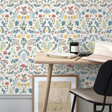 Blue And Pink Crush Floral Wallpaper Self-adhesive Flower Peel And Stick Contact Paper Elegant Waterproof PVC Wallpaper