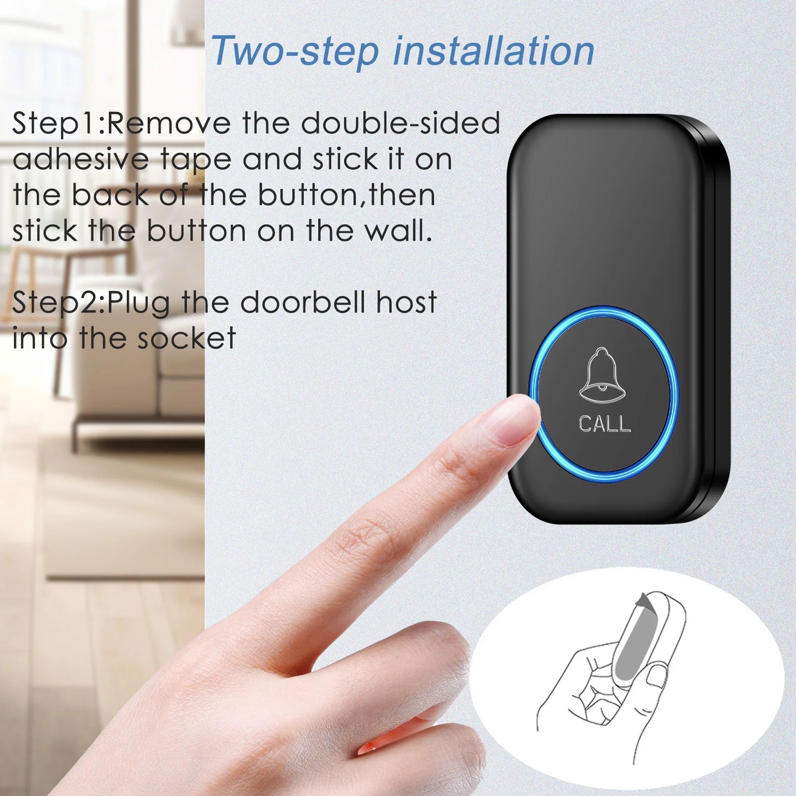 Wireless Doorbell Waterproof Welcome Chime Home Door Bell Intelligent 60 Songs Smart Melodies Alarm With CR2032 3V Battery