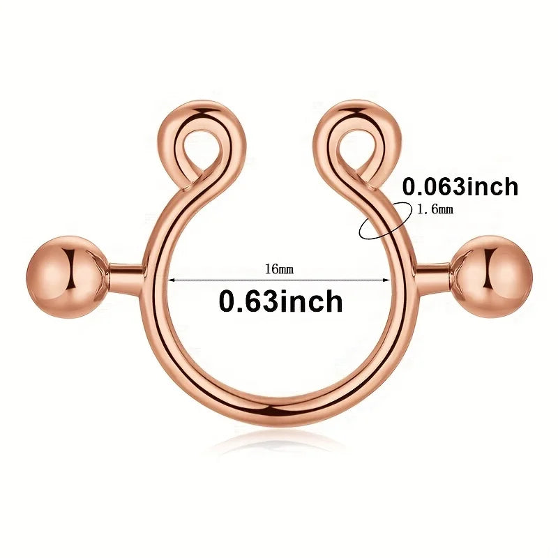 2 pcs and Comfortable 14G Stainless Steel Fake Nipple Rings  - Perfect for Enhancing Your Look and Adding a Touch of Sexiness