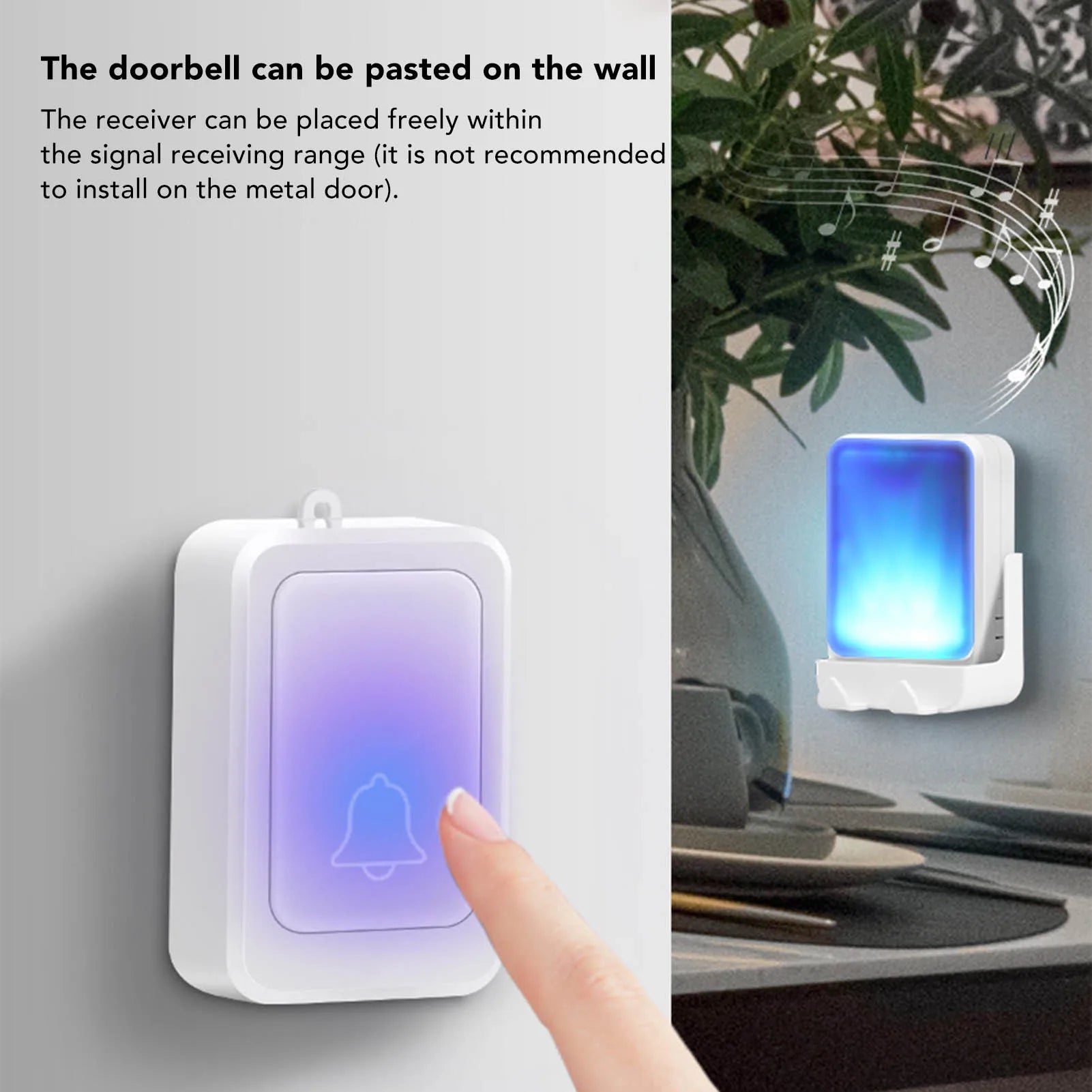 Intelligent Wireless Doorbell LED Color Battery Powered Deaf Services Caller for The Elderly Doorbell Operating Kit