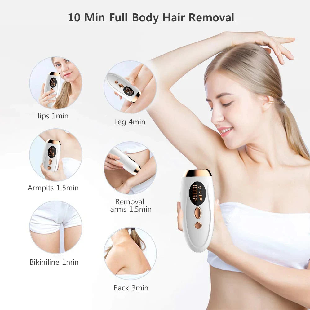 IPL Hair Removal Device 999999 Flashes Painless Laser Epilator for Face, Bikini, and Body - Permanent Hair Reduction