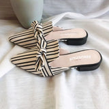 Shoes with Heel Mules Summer 2025 Beige Slides Plaid Bow Women's Slippers and Ladies Sandals Job Natural Skin I New Fashion