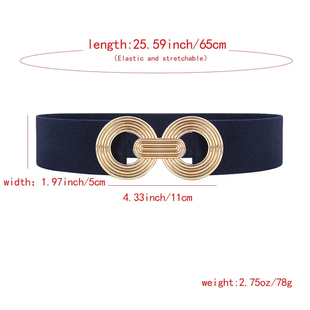 1 Piece Coffee Color Wowen's Belt Double Ring Buckle Widebelts