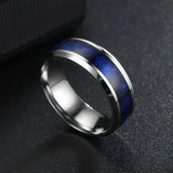 Men's Fashion Stainless Steel Ring Set Simple Blue Shell Ring Men's Personalized Dating Wedding Ring Accessories Gift for Men