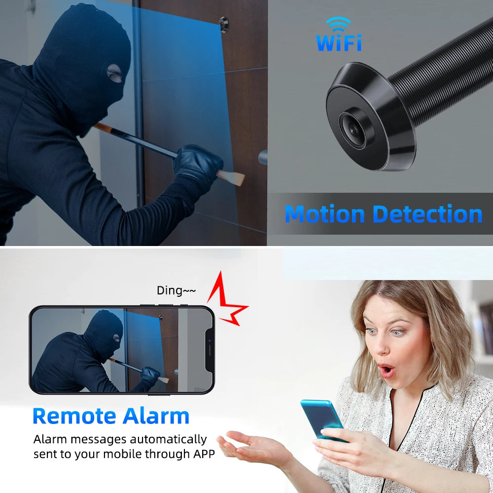 Wsdcam 1080P Mini Peephole Night Vision Door Eye WiFi Home Security Camera Motion Detection Door Viewer