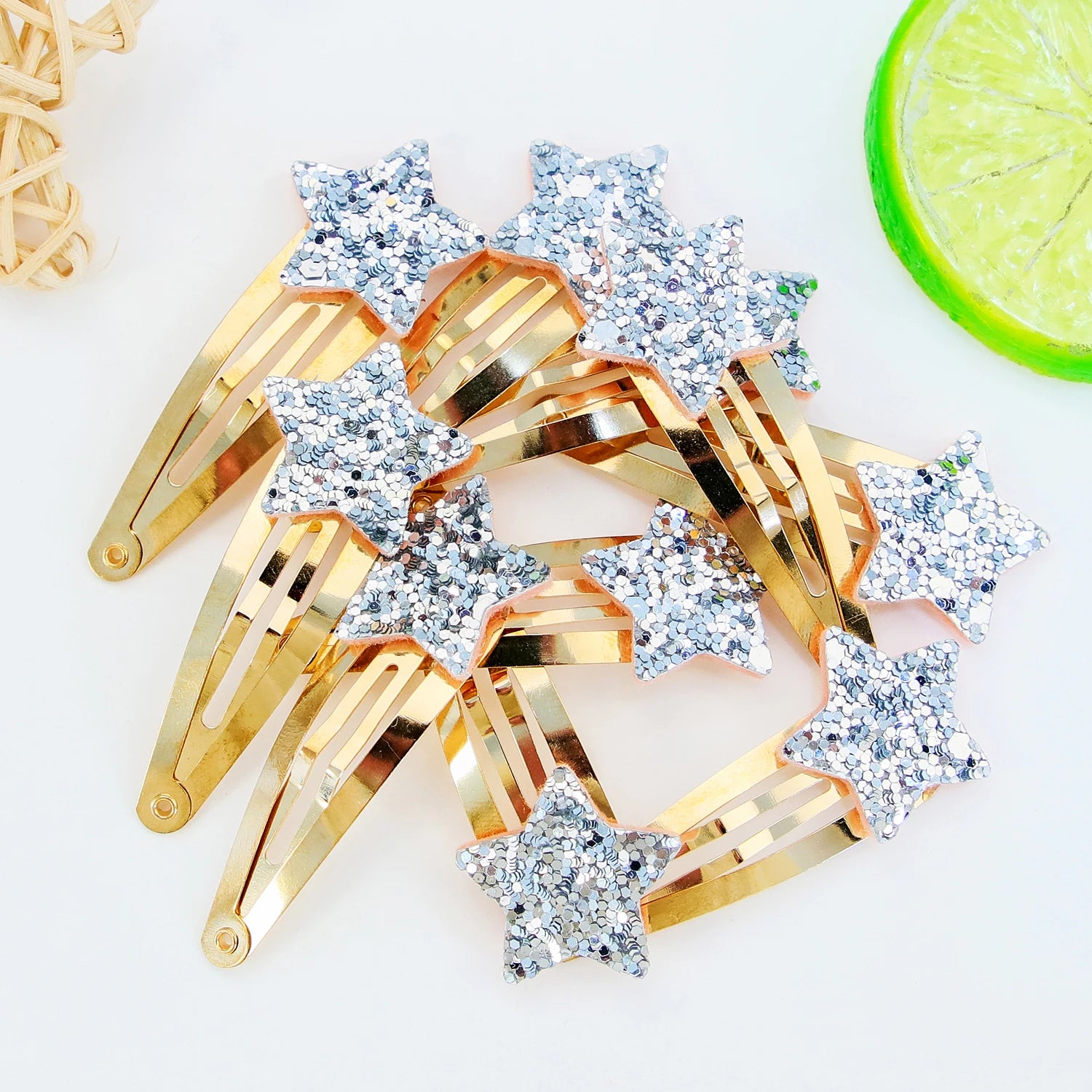 10pcs Glitter Star Hair Clips Kids Lovely Star Shaped Hairpins Girls Hair Clips Barrettes Kids Children Hair Accessories