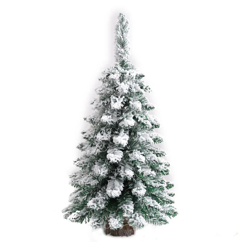 48/60/75cm Pre-Lit Artificial Mini Christmas Tree Snow Flocked Artificial Pine Xmas Tree with LED Lights Desktop Christmas Trees