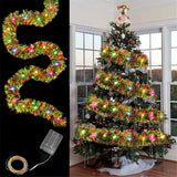 New year 2025 Christmas Garland - 16 Ft Metallic Shiny Tinsel with LED Lights for Tree Decoration - Indoor Outdoor Xmas Party