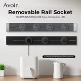 Avoir Wall Track Socket Home Kitchen Desk Rail Sockets Europe French UK Korea America Power Plug Round Romovable Adapter Module