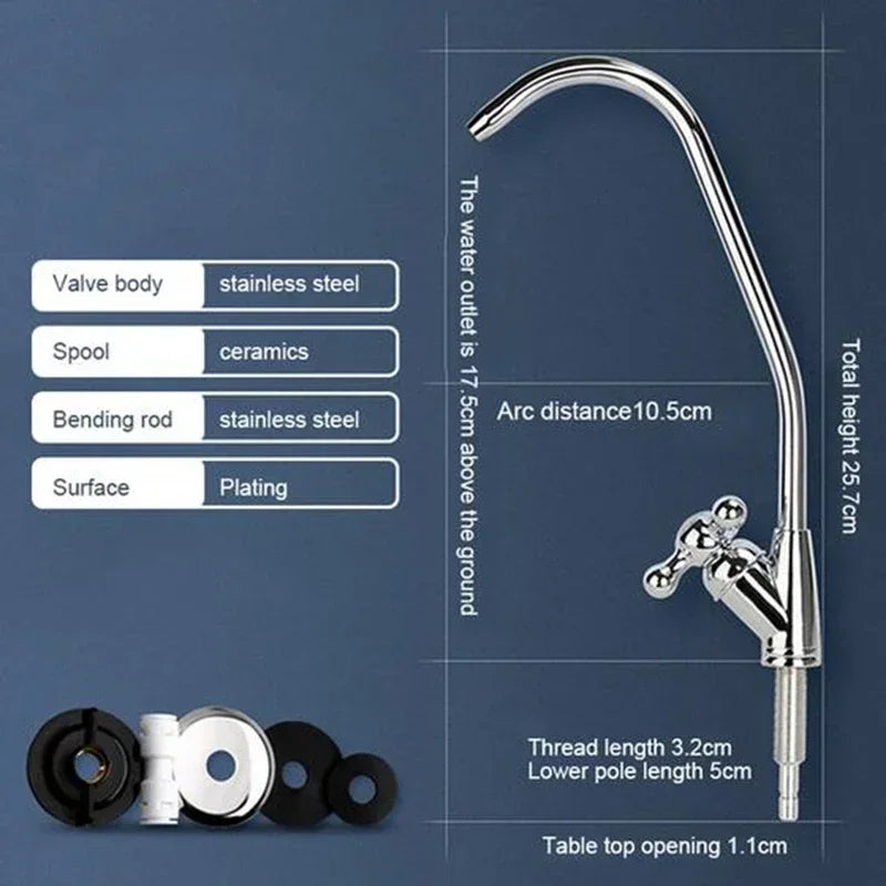 Water Filter Faucet, Lead-Free Purifier Filtered Faucet Fits Reverse Osmosis Units or Water Filtration System Kitchen RO Faucet