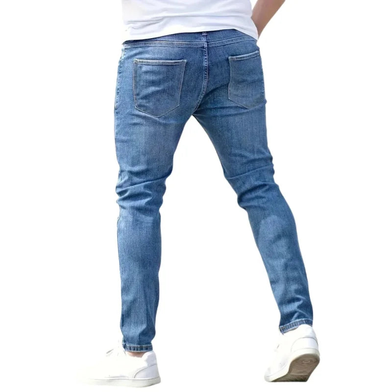 Mens Jeans Casual Skinny Pants Stretch Denim Trousers Male Slim Fit Straight Pants Fashion Jeans Soild Pencil Pants Man Clothing