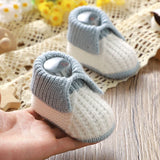 Newborn Baby Shoes Knit Boys Girl Footwear Fashion Cute Solid 0-18M Toddler Clothes Accessories Infant First Bed Boots Patchwork