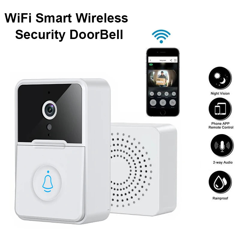 Wireless Video Doorbell Camera WiFi Doorbell HD Camera Outdoor Security Two-Way Audio Cell Phone Door Welcome Bell Intercom