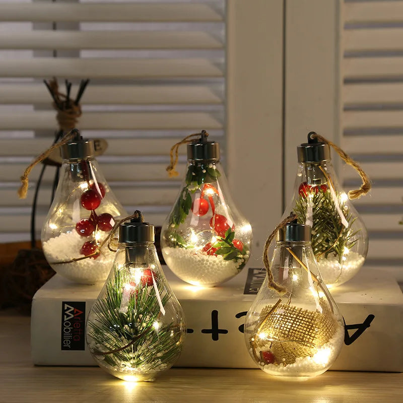 Christmas Tree Decoration Fairy Light Ball Transparent LED Luminous Night Light Bulb Hanging Xmas Pendant New Year Home Ornament