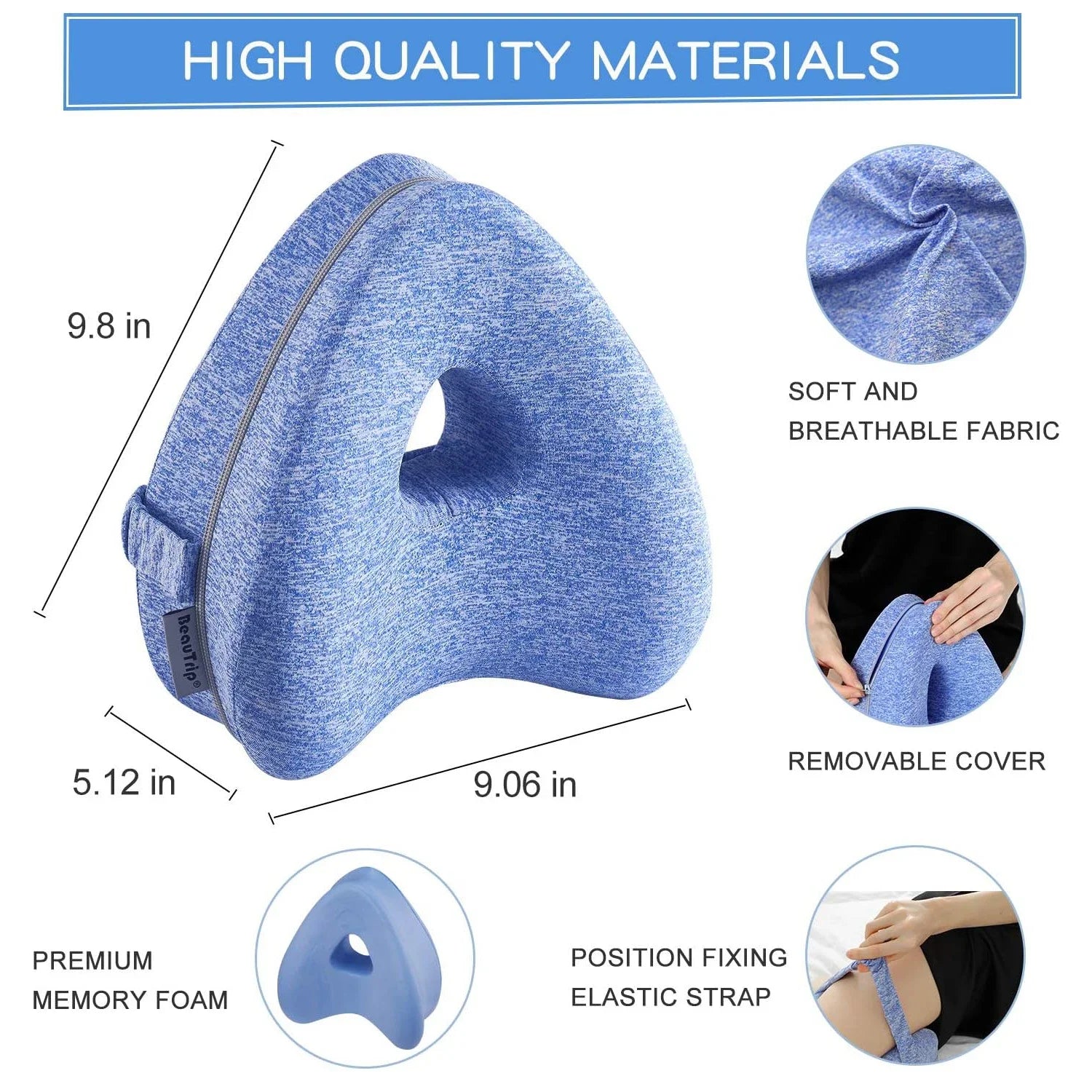 Body Memory Cotton Leg Pillow Home Foam Pillow Sleeping Orthopedic Sciatica Back Hip Joint for Pain Relief Thigh Leg Pad Cushio