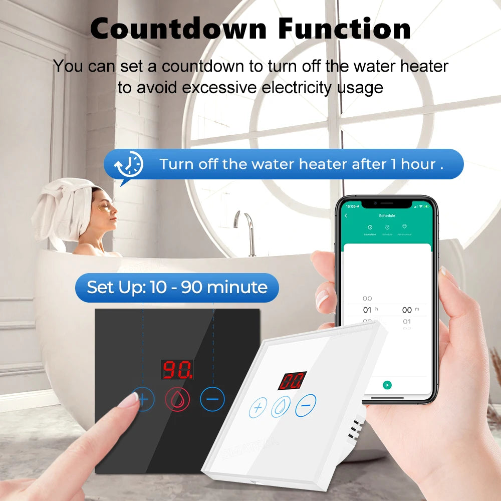 Tuya Smart 4400W 20A Power Monitor With Timer WiFi Boiler Switch Water Heater Air Conditione  EU/US Works For Alexa Google Home