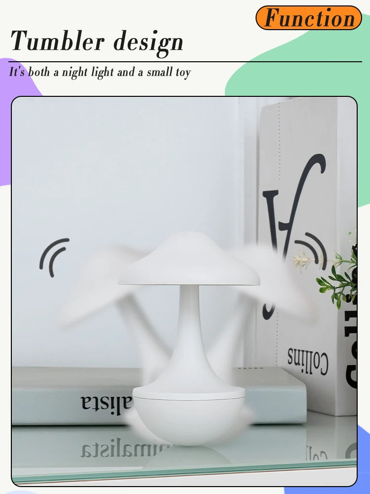 GGbingo Mushroom Tumbler Night Light LED RGB USB Charging Touch Lights Decompression Tumbler Toy Bedroom Desktop Night Lamp