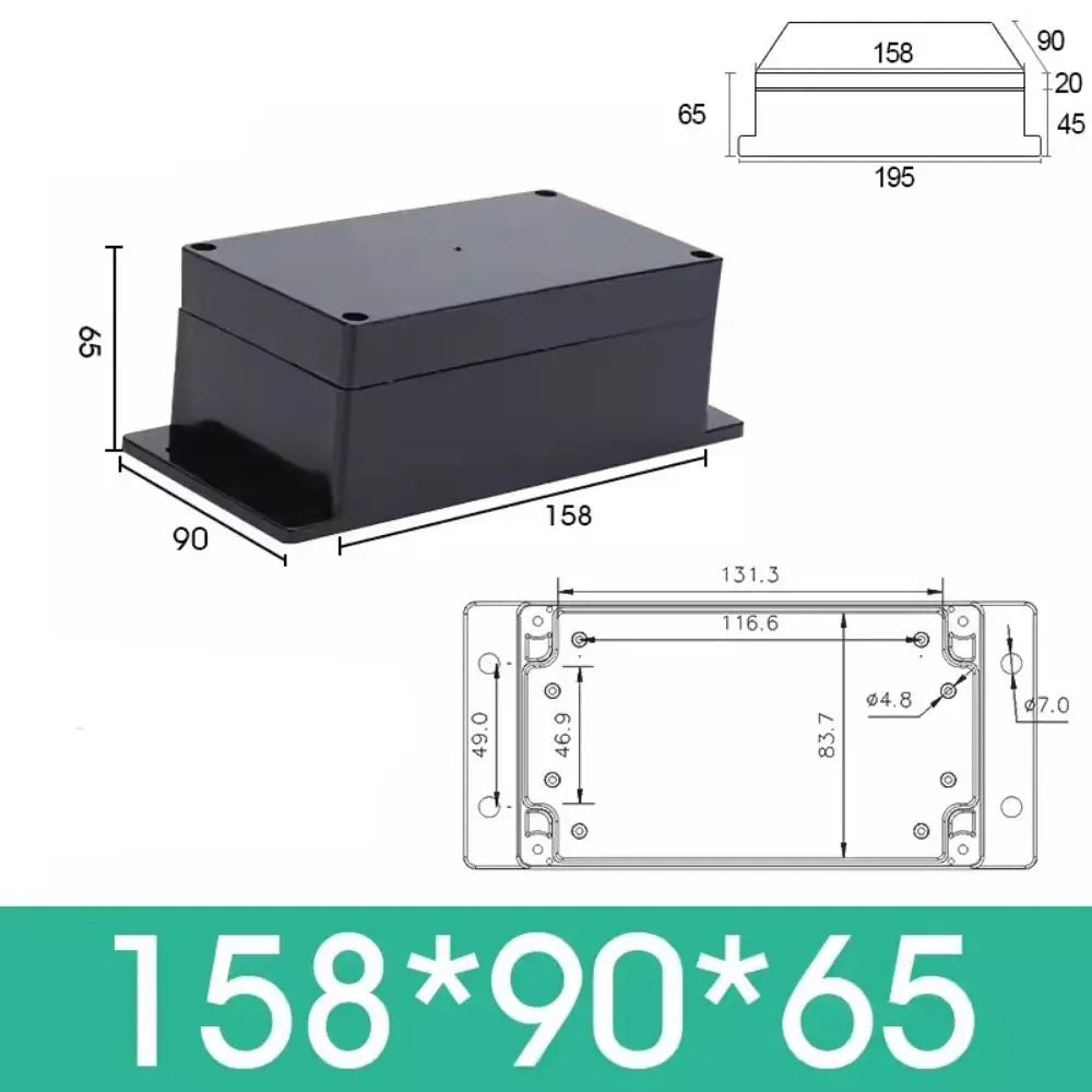 Waterproof DIY Housing Instrument Electronic Project Box ABS Plastic Black Power Box Three Layers Security Monitoring Case