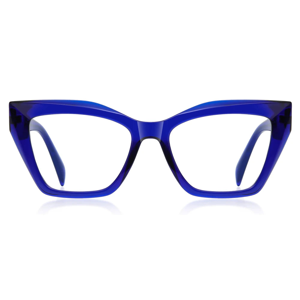 Kachawoo fashion optical glasses blue light filter tr90 cat eye glasses frame women trendy European style blue black thick frame