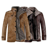 Fabulous Men Jacket  Lapel Faux Leather Men Coat  Business Winter Jacket