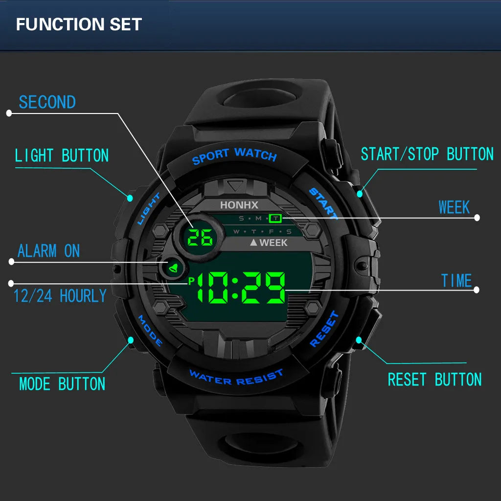 Cool Sports Electronic Watches With Four Buttons Sport Army Watch Fashion Outdoors Led Digital Watch For Men Reloj Hombre