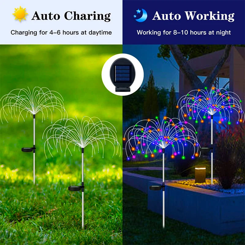 Solar Firework LED Stake Lights Outdoor Garden Decor Pathway Fairy Light Waterproof Yard Lawn Patio Landscape Decor Solar Lamp