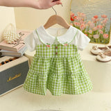 Baby Dresses Summer Plaid Short Sleeve Girls Dresses Cute Casual Baby Girl Clothes