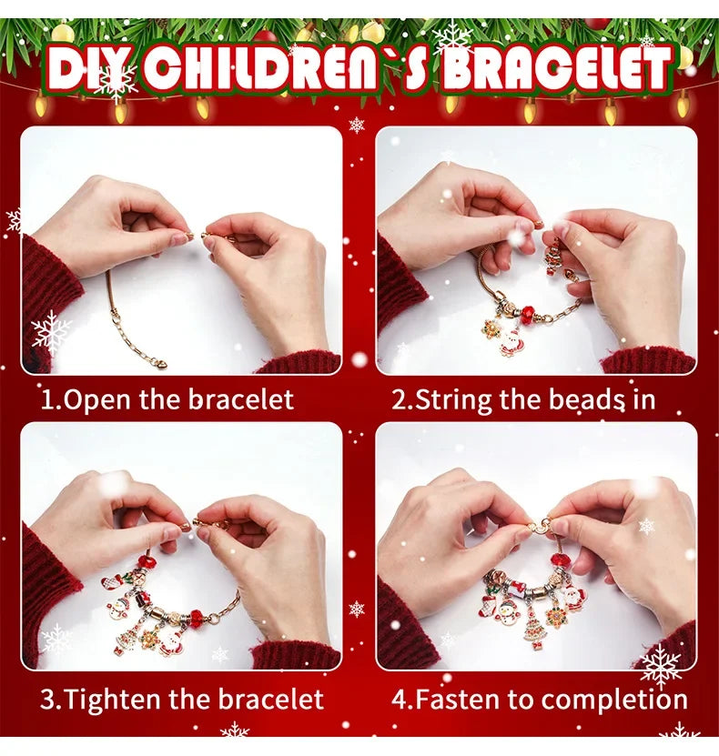 Advent Calendar Christmas DIY Charm Bracelet Countdown To Christmas Unique Charm Jewelry Set Christmas Bracelets Making Kit Gift