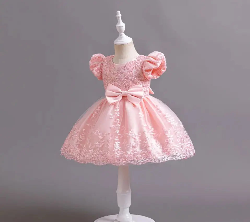 New Embroidery Dress for Girls Children's Clothing Girls' Party Dresses Pink Princess Clothes