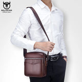 BULLCAPTAIN Casual Men's Messenger Shoulder Bag High Quality Smooth Hardware Zipper Pocket Leather Shoulder Bag For Men